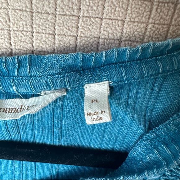 Soft  Surroundings ‘Swept Away’ Embroidered Tunic Top Size PL Teal 3/4 Sleeves - Picture 7 of 12